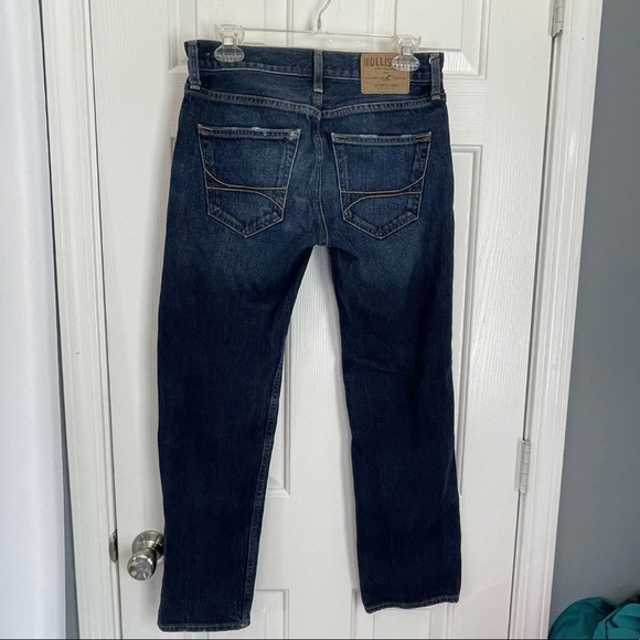 Hollister Men's 26 x 28 Classic Straight Button Fly Denim Blue Distressed Jeans - Picture 2 of 8